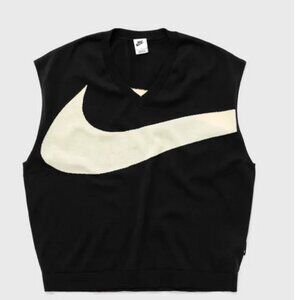 Nike Swoosh Sweater Vest Men’s XXL Black With Cream Swoosh FD2873-010